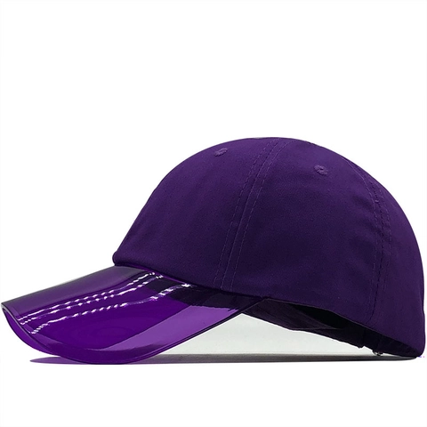 Patchwork Baseball Cap With Transparent PVC Plastic Brim Streetwear Sun Hat Adjustable For Men Women Novelty