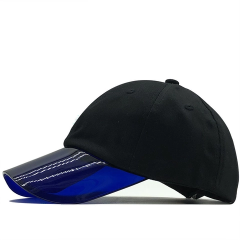 Patchwork Baseball Cap With Transparent PVC Plastic Brim Streetwear Sun Hat Adjustable For Men Women Novelty