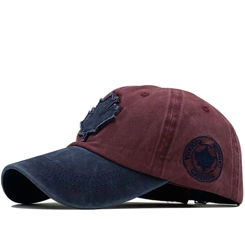 Cappello Da Baseball In Cotone Lavato Vintage Retro Distressed Cappello Da Sole Regolabile Con Toppa Foglia Di Acero E Ricamo Canada