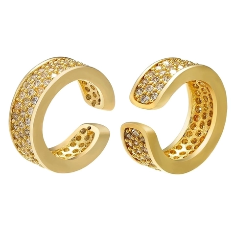 C Shaped Ear Cuff Brass Micro Pave Cubic Zirconia Non Piercing Clip Earrings Elegant Minimalist Jewelry For Women