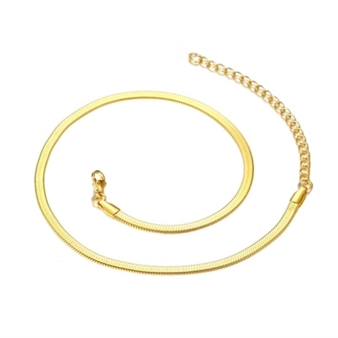 Collana A Catena Di Serpente Piatta Placcata Oro Acciaio Al Titanio Choker Minimalista Herringbone Per Donna Gioielli Eleganti
