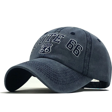 Berretto Da Baseball In Cotone Lavato Ricamo Route 66 Vintage Distressed Cappello Da Sole Regolabile Per Viaggi All Aperto