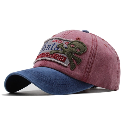Washed Cotton Baseball Cap Retro Distressed Skelett Oktopus Stickerei Verstellbarer Sonnenhut Outdoor Casual Unisex Mode
