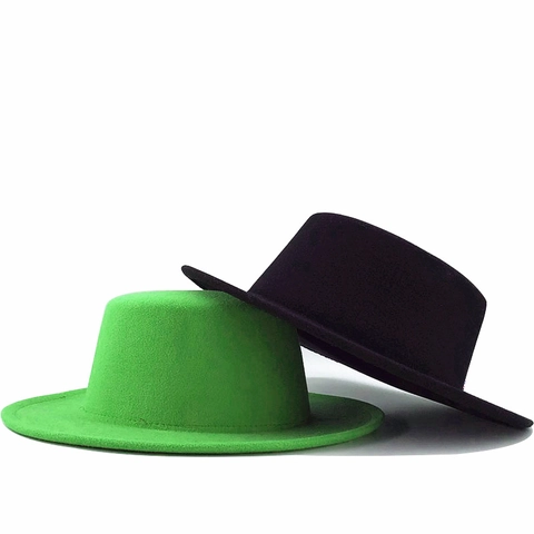 Sombrero Boater Clásico De Fieltro De Lana Ala Ancha Color Sólido Ajustable Vintage Elegante Fedora Jazz Unisex