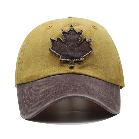 Vintage Baseballkappe Aus Gewaschener Baumwolle Mit Kanadischem Ahornblatt Stickerei Verstellbarer Sonnenhut