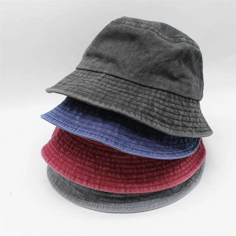 Sombrero De Pescador De Algodón Lavado Protección Solar Plegable Denim Retro Para Hombres Mujeres