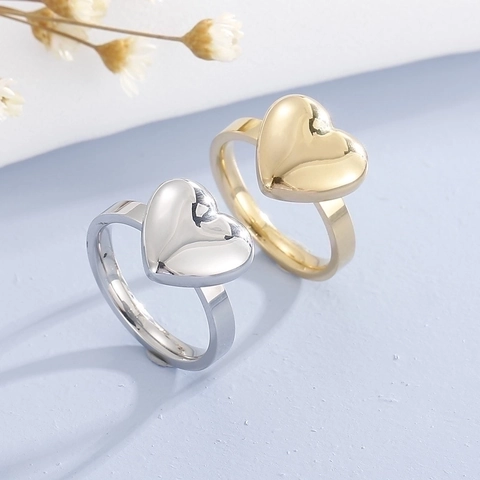 Heart Shaped Ring Polished Stainless Steel Titanium Steel Minimalist Fashion Finger Jewelry Wedding Party Gift For Women Men