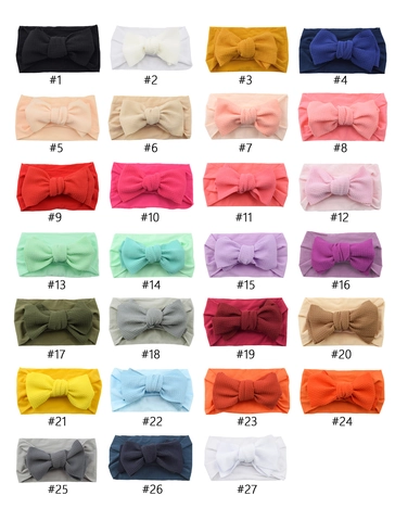 Baby Headband Nylon Large Bow Knot Soft Elastic Stretchy Hair Band Ribbed Knit Headwrap Infant Toddler Newborn Accessory