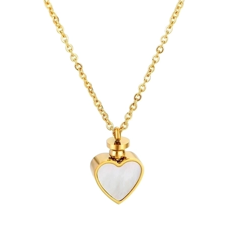 Heart Cremation Urn Necklace Stainless Steel Shell Inlay Memorial Ashes Keepsake Jewelry For Women