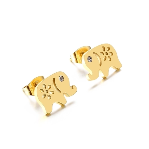 Orecchini A Lobo Elefante Acciaio Inossidabile Gioielli Animali Minimalisti Con Intarsio Di Zircone Design Cavo