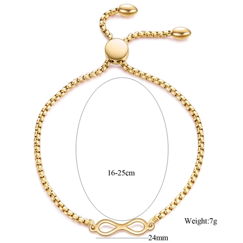 Pulsera Infinito De Acero Inoxidable Cierre Bolo Ajustable Cadena De Caja Joyería De Moda Minimalista Para Mujer