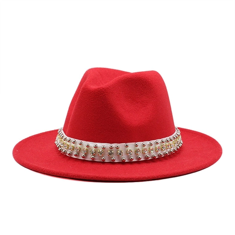 Cappello Fedora Uomo Donna Feltro Di Lana Tesa Larga Con Decorazione Strass Rivetti In Metallo Berretto Jazz Elegante Stile Western