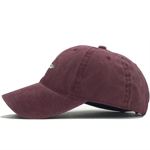 Washed Cotton Baseball Cap Shark Stickerei Vintage Distressed Verstellbarer Sonnenhut Für Herren Damen Lässig Outdoor