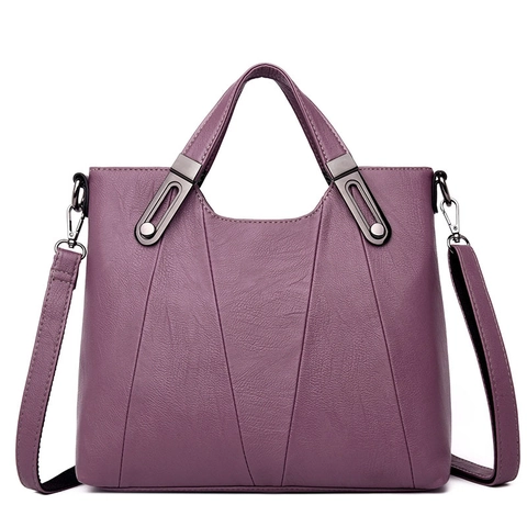 Large Capacity Women PU Leather Tote Bag Fashion Stitching Shoulder Bag Crossbody Bag For Middle-Aged Mother Handbag