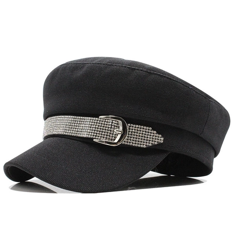 Berretto Newsboy Da Donna In Cotone Baker Boy Con Fascia In Strass Cappello Da Marinaio Retrò Stile Vintage