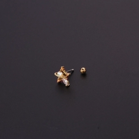 Cartilage Stud Earrings With Stainless Steel Earring Post Copper Colorful Zircon Screw Ball Helix Piercing Jewelry For Women