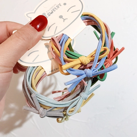 Elastic Hair Ties Fabric Bow Knot Knotted Ponytail Holders High Stretch Hair Bands For Women And Girls Minimalist Style