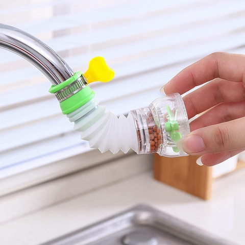 Plastic Faucet Filter Maifan Stone Stainless Steel Clamp Splash Proof Rotatable Sprayer Head Kitchen Bathroom Extender