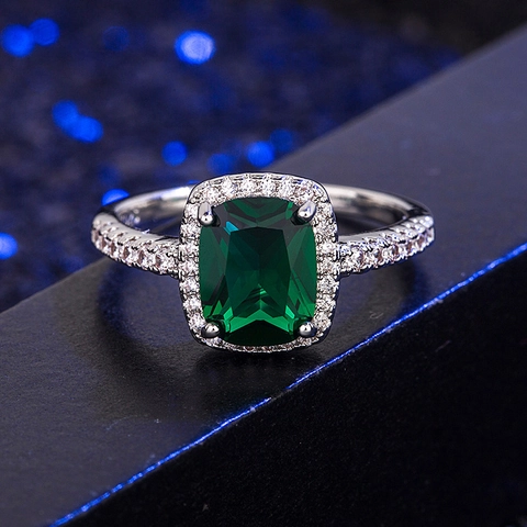 Vintage Square Zirconia Ring Copper Electroplated Geometric Ladies Finger Ring Minimalist Fashion Jewelry