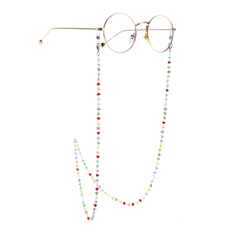 Colorful Crystal Bead Glasses Chain Stainless Steel Eyewear Retainer Anti-slip Sunglasses Holder Lanyard Strap For Women