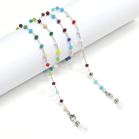 Colorful Crystal Bead Stainless Steel Glasses Chain Non Slip Eyewear Strap Holder Neck Lanyard Sunglasses Accessories