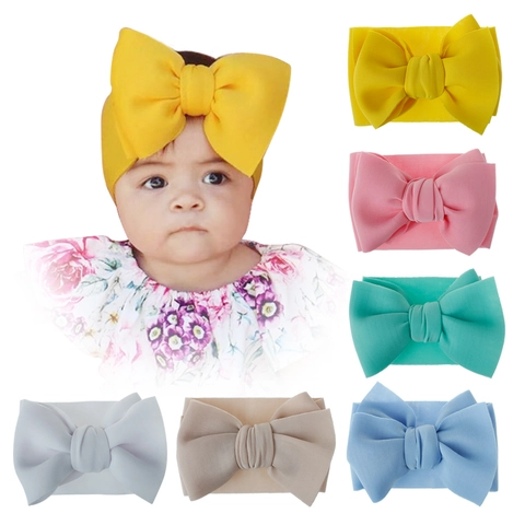 Baby Headband Oversized Bow Soft Elastic Hair Band Cute Headwrap For Newborn Infant Toddler Girls Solid Color Accessory