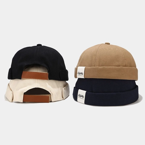 Docker Mütze Randlose Baumwolle Canvas Beanie Vintage Verstellbare Streetwear Miki Kappe Für Herren Damen