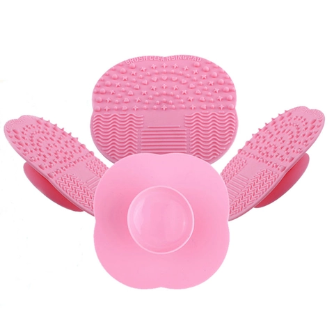 Silicone Makeup Brush Cleaning Pad Portable Multi Texture Scrubber Mat With Suction Cup Cosmetic Tool Flower Shape