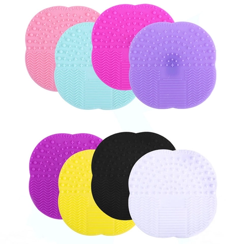 Silicone Makeup Brush Cleaning Pad Portable Multi Texture Scrubber Mat With Suction Cup Cosmetic Tool Flower Shape