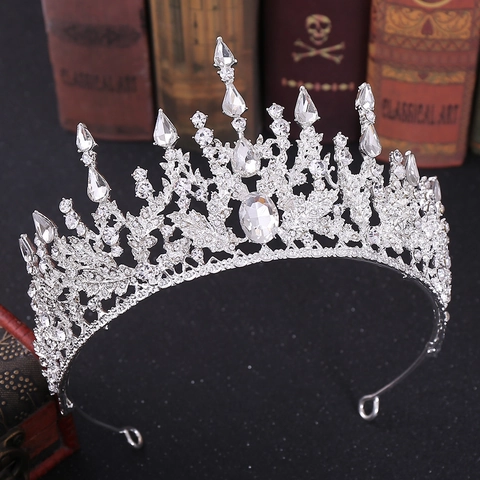 Baroque Vintage Bridal Tiara Alloy Rhinestone Crystal Wedding Hair Accessory Princess Crown For Women