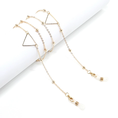 Geometric Gold Alloy Glasses Chain With Silicone Loops Anti Slip Sunglasses Strap Fashion Eyewear Holder