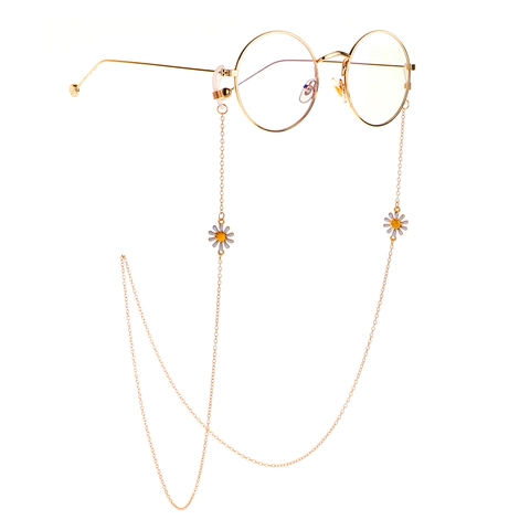 Daisy Flower Glasses Chain Gold Metal Copper Eyeglass Holder Anti Slip Sunglass Strap Fashion Decorative Women