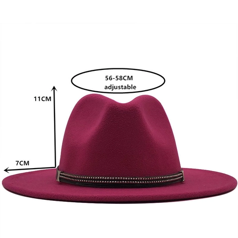 Wool Felt Fedora Hat Vintage Wide Brim Jazz Cap With Metal Stud Rivet Band British Style For Men Women