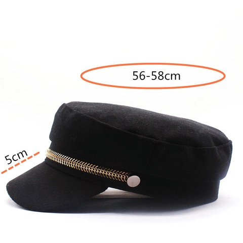 Berretto Newsboy In Lana Donna Vintage Cappello Baker Boy Ottagonale Piatto Marina Con Catena In Metallo Decorativa Inverno