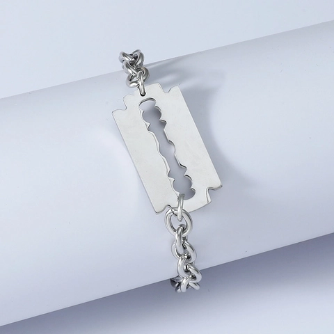 Razor Blade Pendant Necklace Bracelet Earrings Stainless Steel Hip Hop Punk Jewelry For Men Women