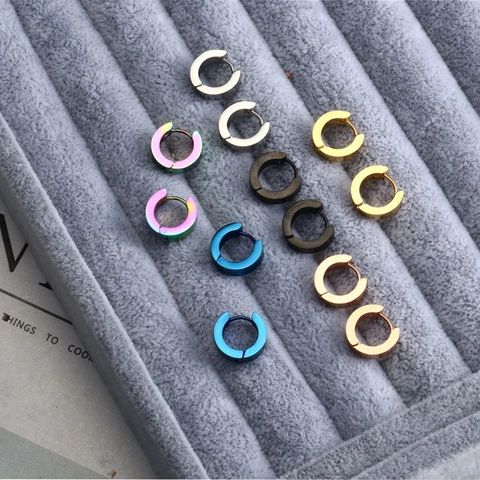 Minimalist Stainless Steel Hoop Earrings Polished Small Huggie Ear Studs For Men Women Geometric Jewelry Gift