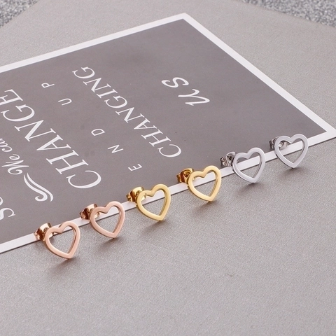 Holle Hart Oorknopjes Roestvrij Staal Minimalistisch Gepolijst Mode Trendy Sieraden Cadeau Voor Vrouwen