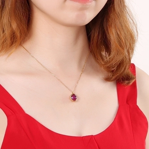 Square Cushion Cut Zircon Pendant Necklace Titanium Stainless Steel Gold Plated Minimalist Elegant Party Jewelry For Women