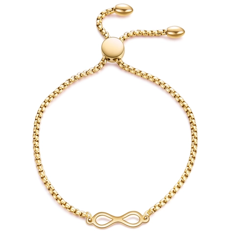 Pulsera Infinito De Acero Inoxidable Cierre Bolo Ajustable Cadena De Caja Joyería De Moda Minimalista Para Mujer