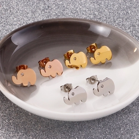 Pendientes De Elefante Lindo Acero Inoxidable Con Ojo De Circonia Joyería De Moda Animal Para Mujeres Y Hombres
