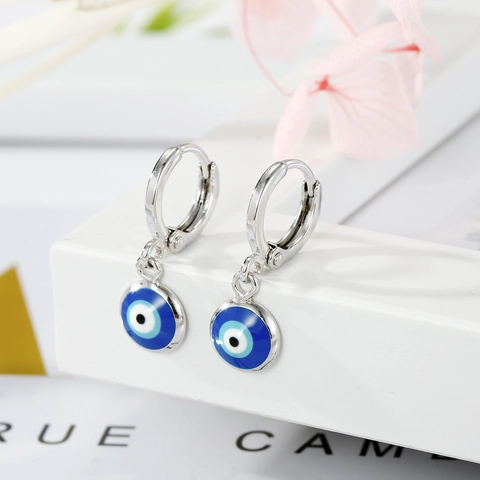Orecchini A Cerchio Occhio Di Allah Amuleto Nazar Turco Rame Placcato Argento Smalto Gioielli Retro Per Donne