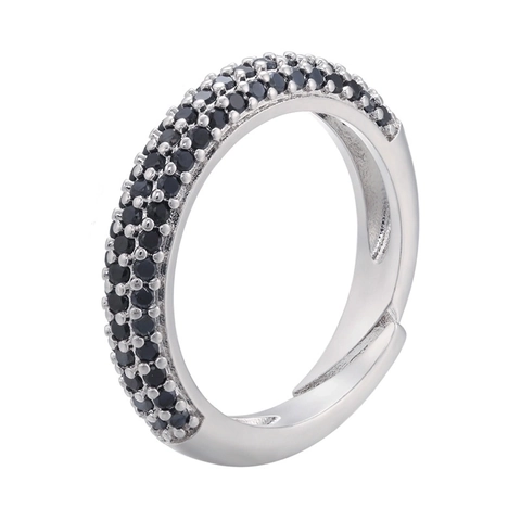 Anillo De Circonia De Moda Micro Pavé Cobre Ajustable Banda Abierta Joyería De Lujo Para Mujeres Multicolor Tres Filas