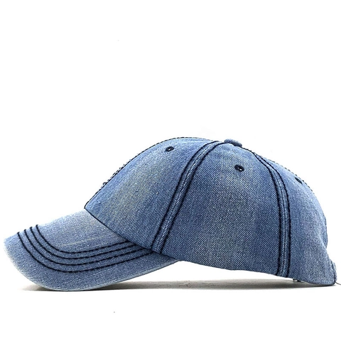 Washed Denim Baseball Cap Retro Distressed Cotton Duck Tongue Hat Adjustable Simple Casual Sunshade Sport For Men Women
