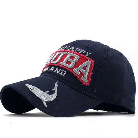 Unisex Aruba Happy Island Baseball Cap Cotton Twill Shark Embroidery Adjustable Sun Hat Outdoor Casual Dad Hat