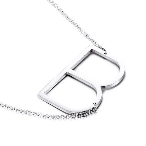 Collana Con Pendente Iniziale Acciaio Inossidabile Lettera Maiuscola Alfabeto A-Z Gioielli Minimalisti Lucidati Per Donna Uomo