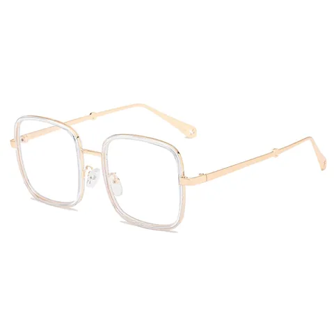 Occhiali Da Vista Quadrati Oversize Da Donna Montatura In Metallo Leggero Anti-Luce Blu Moda Retrò