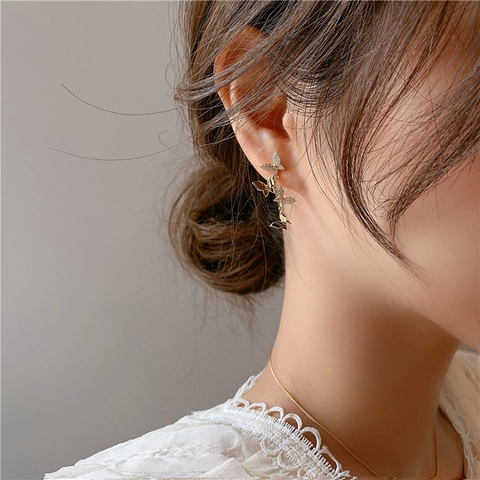 Sierlijke Vlinder Oorknopjes Koper Met 925 Sterling Zilver Stift Goud Verguld Strass Ingelegd Minimalistische Mode Oorbellen