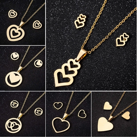 Collana E Orecchini A Cuore Acciaio Inossidabile Intrecciati Cavi Gioielli Geometrici Per Donna San Valentino
