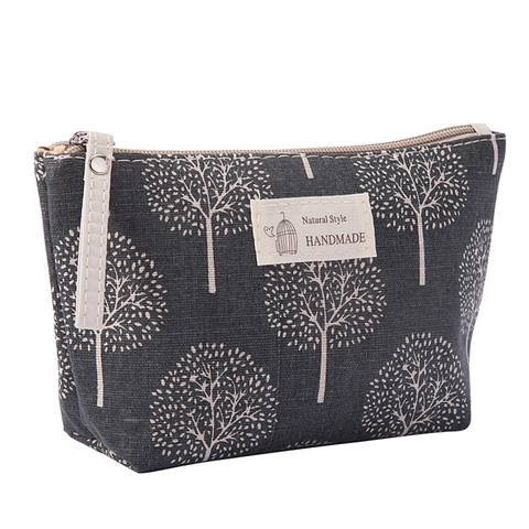 Borsa Cosmetica in Tela Pochette con Cerniera Portatile Organizzatore da Viaggio