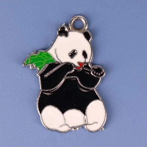 Lindos Dijes De Esmalte De Panda De Dibujos Animados Colgantes De Animales De Aleación De Zinc Para Joyas De Bricolaje